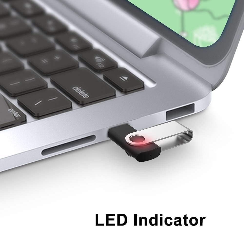 JUANWE 8GB USB Flash Drive 10 Packs, Bulk USB Sticks 2.0 Mutipack Metal Thumb Drive 360° Swivel Design, FAT32 Jump Drives Pen Drive Zip Drives for Data Storage - Black