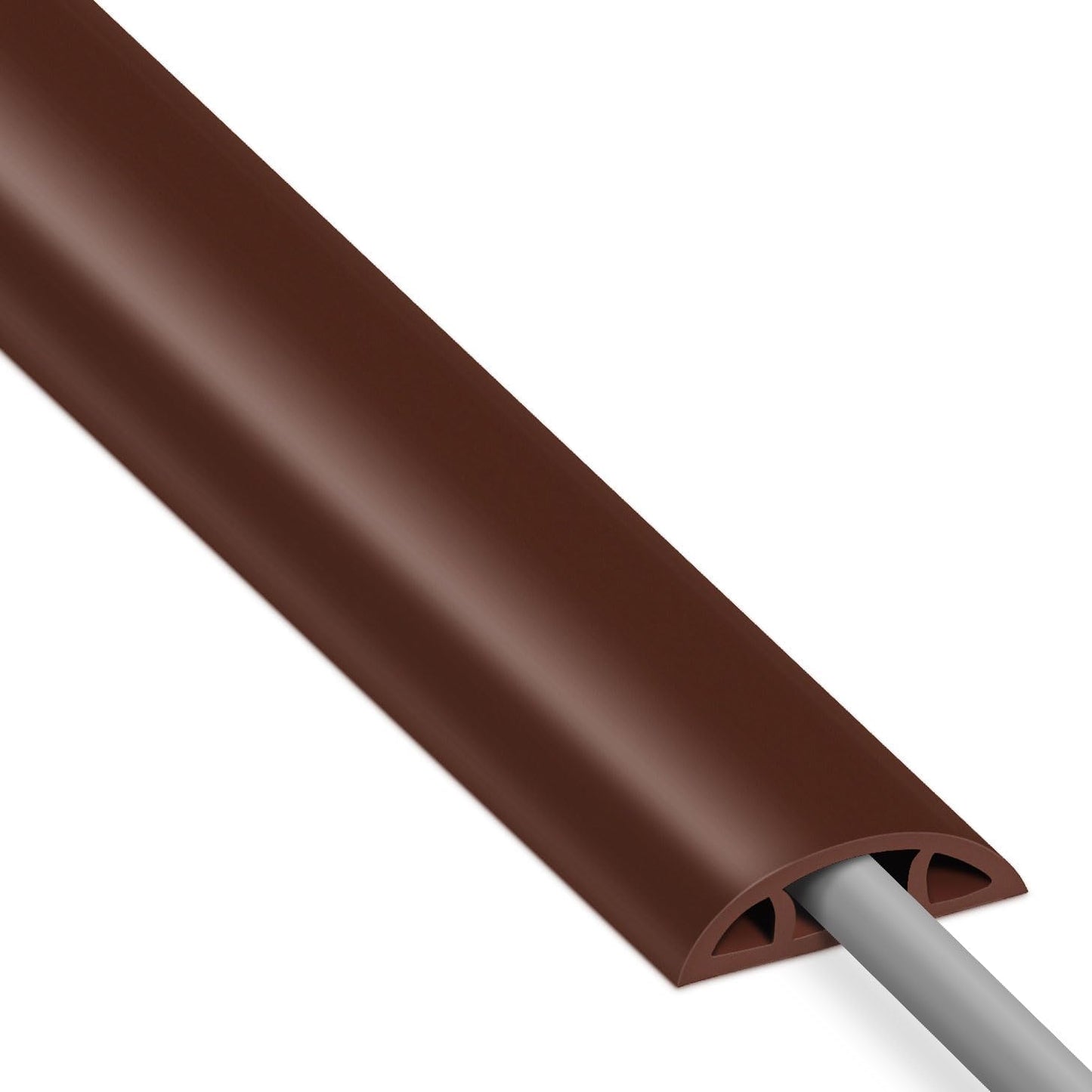Brown PVC Floor Cord Cover - 4ft, Cord Protector, Wide Cavity W0.47 x H0.28
