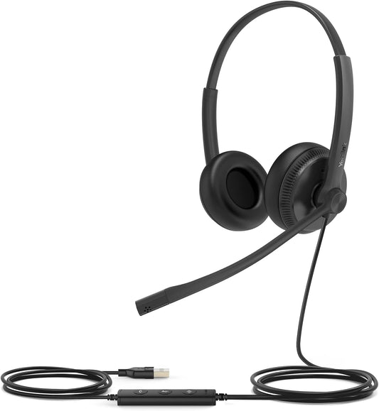 UH34 USB Headset with Microphone for PC Laptop,Wired Headset,On-Ear Headphones with Noise-Cancelling Microphone UH34 Dual UC