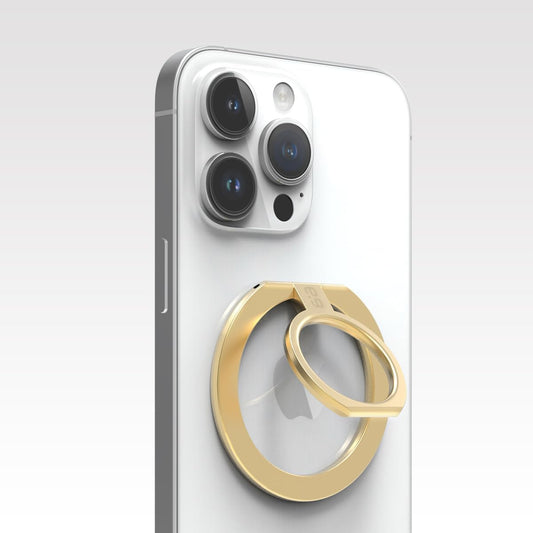 PureGear Magnetic Phone Grip Ring Stand, Magnetic Phone Ring Holder for MagSafe iPhone 16, 16Pro, 16Plus, 16ProMax, 15, 15Plus, 14, 14Plus, 14Pro, 14Pro Max, 13, 12, Adjustable Kickstand (Gold)