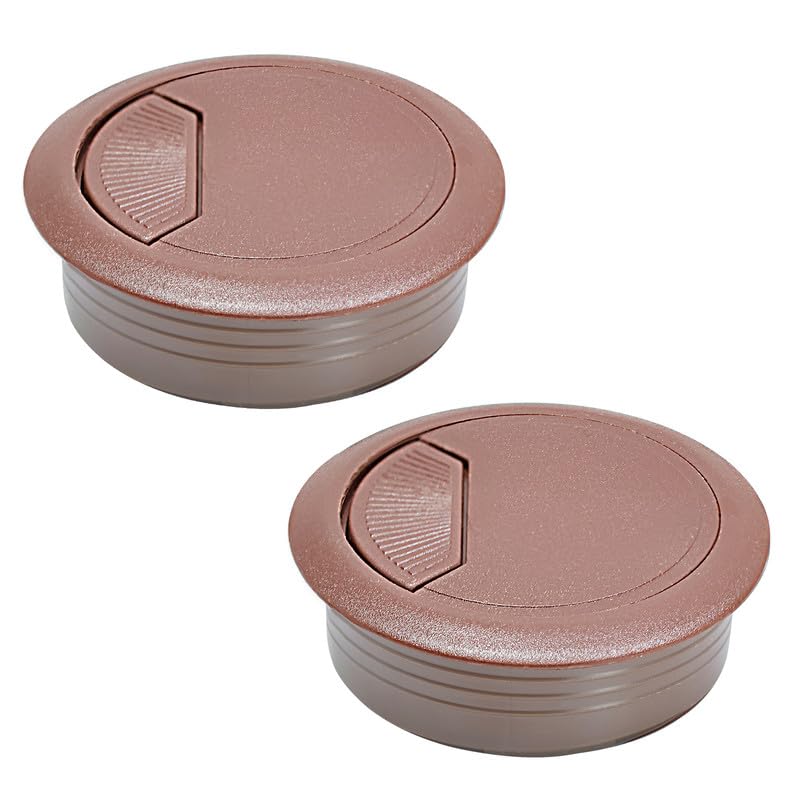 2 Pcs Desk Grommet 2-1/16" / 53 mm, Desk Cord Hole Cover, Cable Grommet ABS Plastic, Desk Hole Grommet for Home & Office Pc, Detachable Adjustable Cable Cord Organizer-Reddish Brown