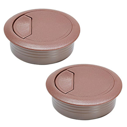 2 Pcs Desk Grommet 2-1/16" / 53 mm, Desk Cord Hole Cover, Cable Grommet ABS Plastic, Desk Hole Grommet for Home & Office Pc, Detachable Adjustable Cable Cord Organizer-Reddish Brown