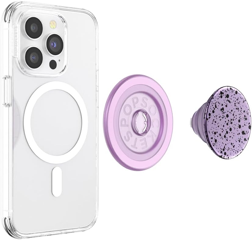 PopSockets Phone Grip for MagSafe with Kickstand, Magnetic Stand, Swappable Top, Secure Hold for iPhone MagSafe Cases, Phone & Tablet Grip - Sugar Plum Speckle