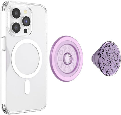 PopSockets Phone Grip for MagSafe with Kickstand, Magnetic Stand, Swappable Top, Secure Hold for iPhone MagSafe Cases, Phone & Tablet Grip - Sugar Plum Speckle