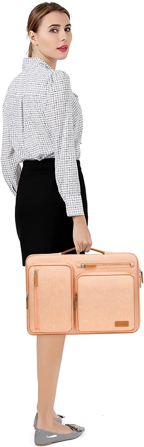 MOSISO 360 Protective Laptop Case 13.3 inch, 13-13.3 inch Laptop Sleeve Compatible with MacBook Air/Pro 13 / Pro 14,HP Dell Acer ASUS,Side Open Carrying Case with 4 Zipper Pockets&Handle, Peach Fuzz