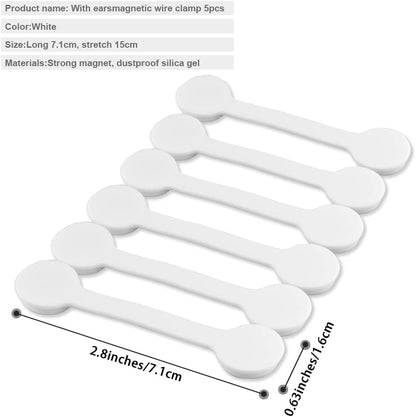 Viaky 6PCS Silicone Cable Straps Reusable Twist Noticeboard Fridge Magnets Ties Earbuds Cord Winder Wrap Bookmark Clips Wire Organizer In Office, Home, School, Kitchen (White)