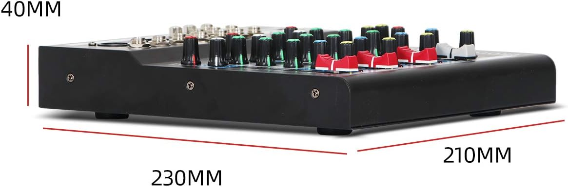 Depusheng HT4 Bluetooth Compatible Professional Portable Digital DJ Console w/USB 4 Channel Mixer Audio Interface-Mixing Boards For Studio Recording, Black