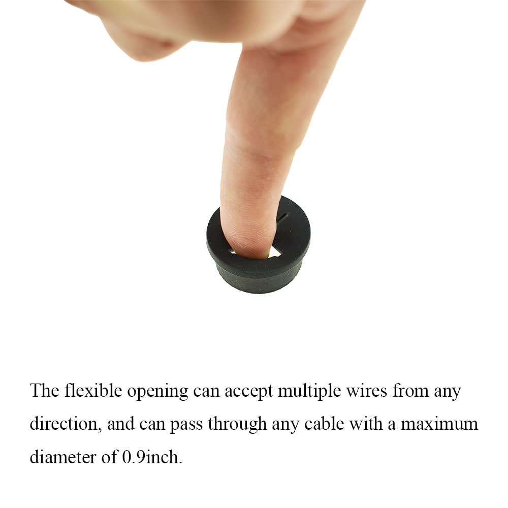 HAHIYO 4Pcs 1Inch/25mm Black Flexible Rubber Desk Grommet Wire Grommet Cable Management Cord Hole Cover Desk Wire Hole Insert Wire Organizer for Computer Office Home School Equipment Systems