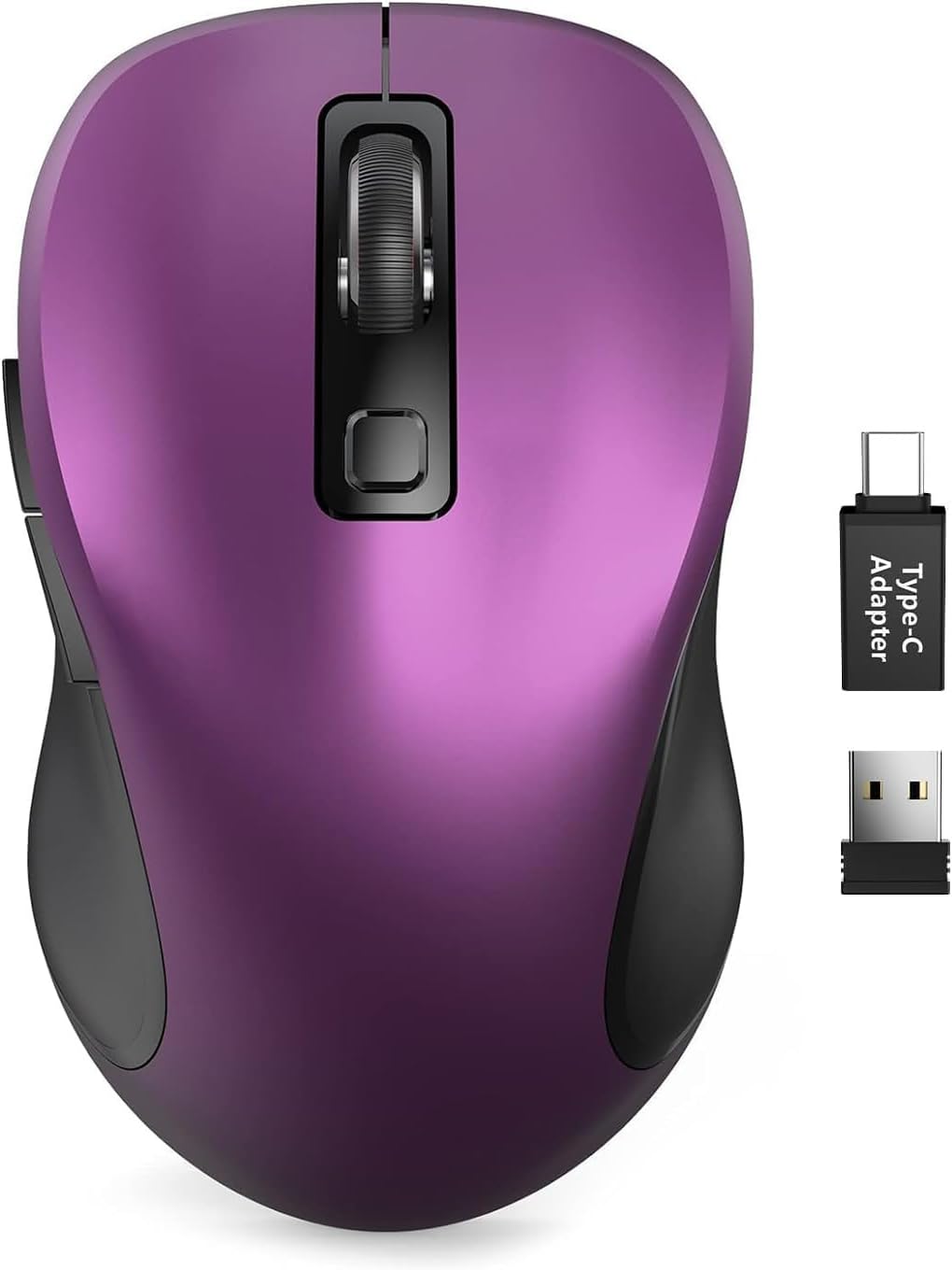 Trueque Wireless Mouse for Laptop, 2.4GHz Ergonomic Computer Mouse with Back & Forward Buttons, 3 Adjustable DPI Levels, 6 Buttons, Optical USB Cordless Mice for Windows Chromebook MacBook PC (Purple)