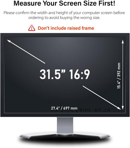 31.5 Inch 16:9 - Computer Privacy Screen Filter for Widescreen Monitor - Anti-Glare - Anti-Scratch Protector Film - Please Measure Carefully