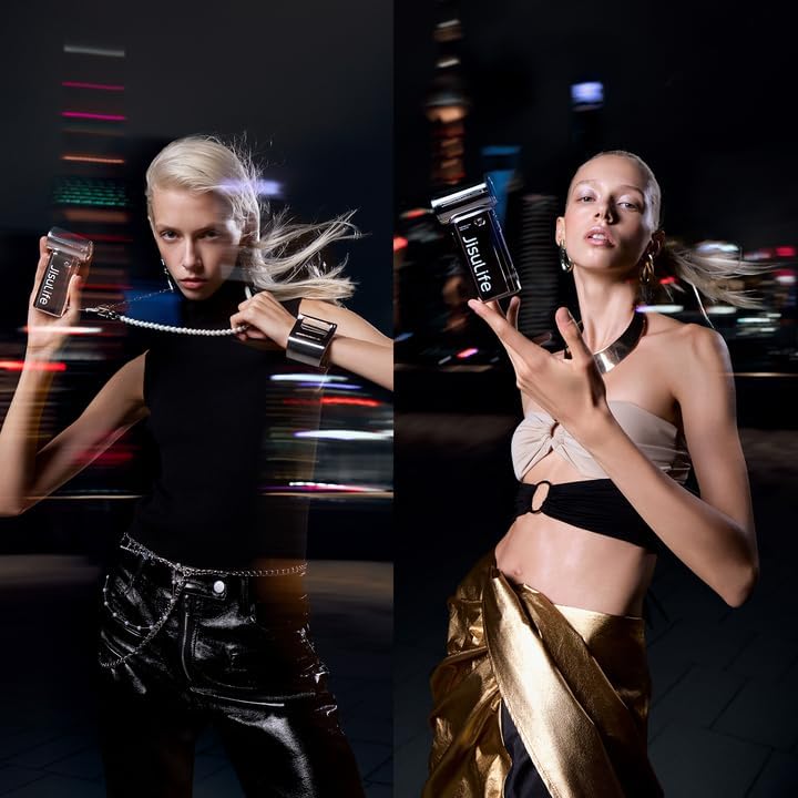 JISULIFE Portable Handheld Fan Life9, Turbo Power High Speed Air [18H Max Cooling Time], 5 Gear Wind, 5000mAh Rechargeable, Mini Pocket Design, Personal Fan for Travel Concerts Camping Makeup - Chrome