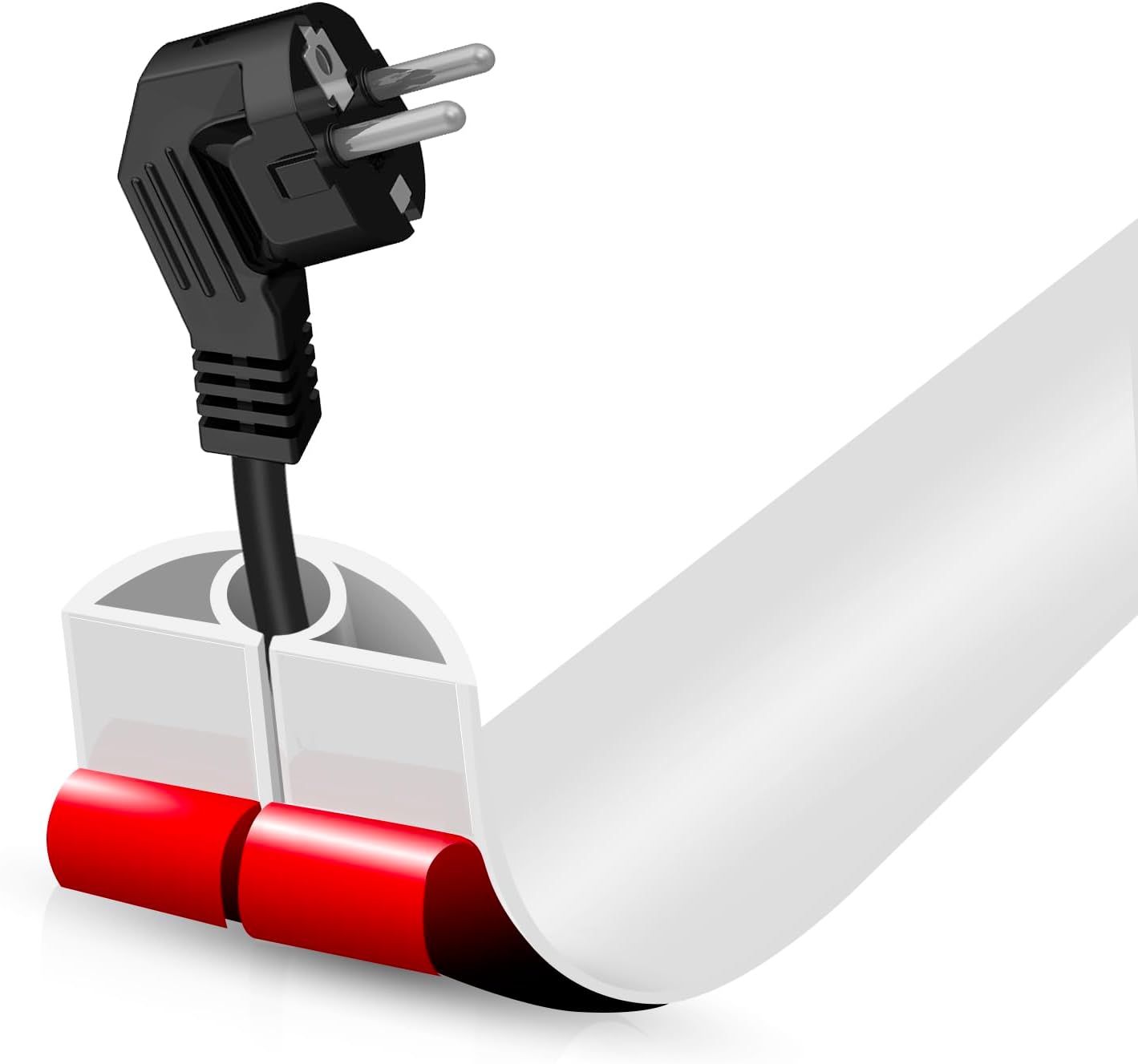 Floor Cord Cover Self Adhesive Cord Hider,3.3FT Cable Management, Extension Strip Protector for Wires, Prevent Cable Trips for Offices, Gyms, Exhibitions Cavity:0.3"(W) x 0.28"(H) White