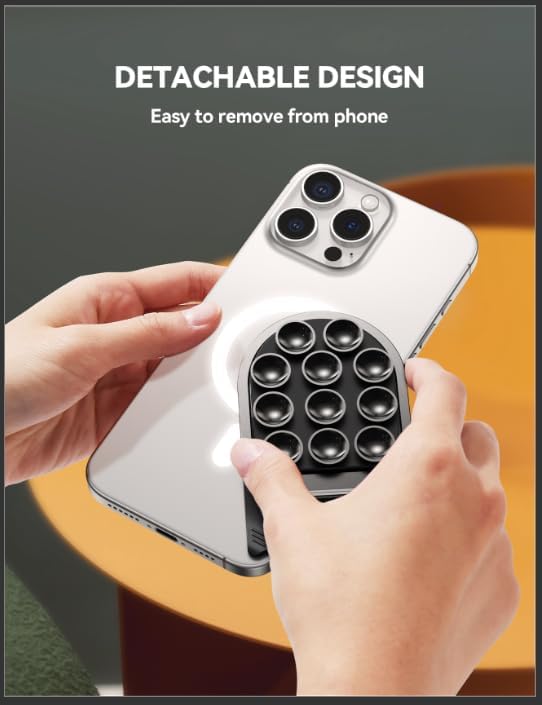 JOYROOM Suction Cup Phone Mount, Magsafe Phone Grip with Pull Ring, Silicone Suction Phone Ring Stand for iPhone Samsung Android, Cell Phone Grip Holder for Creators, Selfies, Fitness