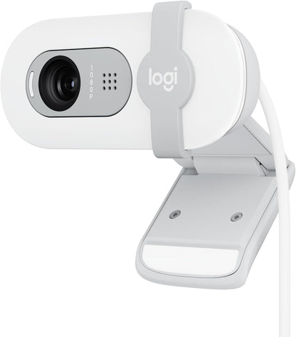 Logitech Brio 100 Full HD 1080p Webcam for Meetings, Streaming, Desktop, Laptop, PC - Built-in Mic, Shutter, USB-A, Teams, Zoom - Off-White
