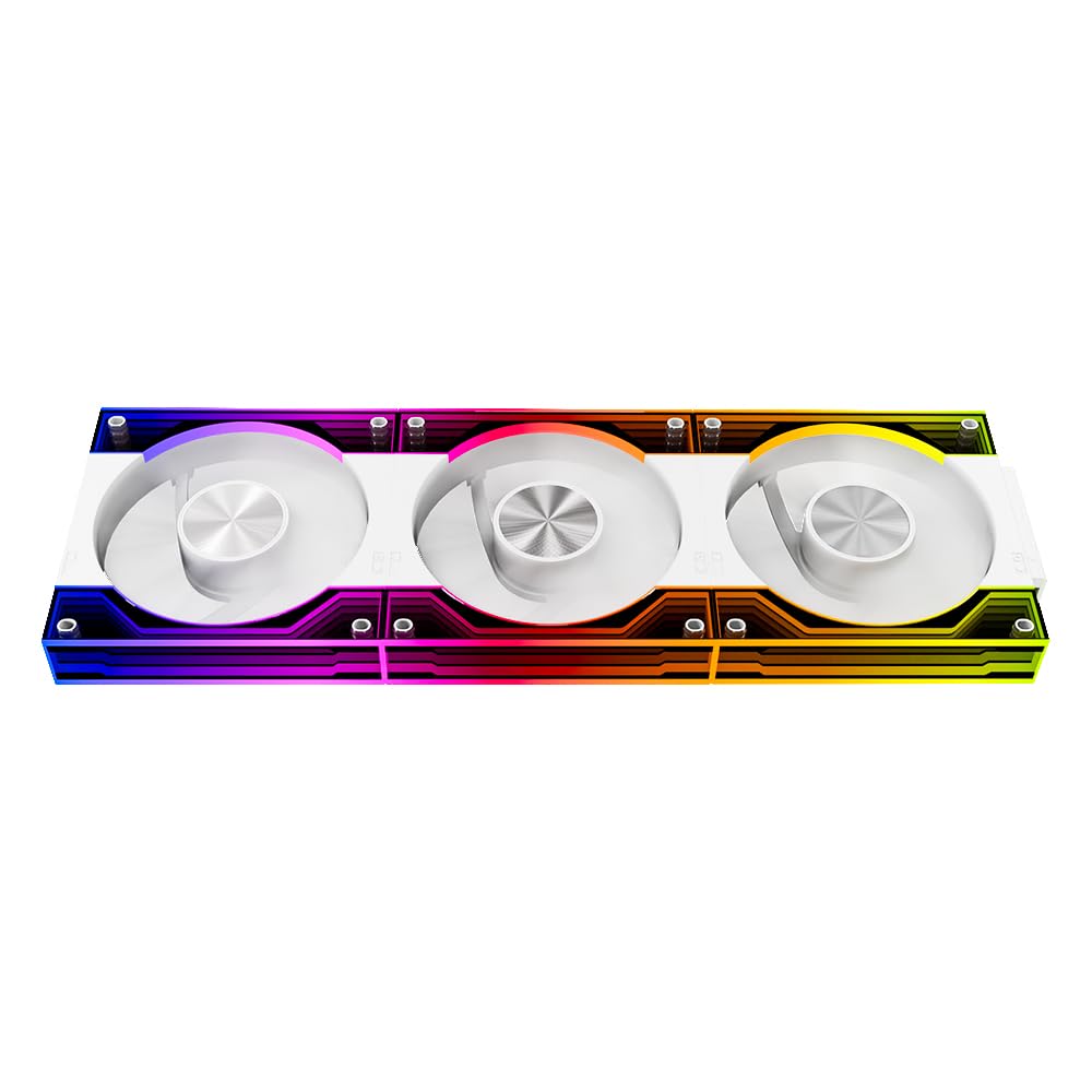 Jungle Leopard Interstellar V3 120mm PC Case Fan Infinity Mirror Module Daisy-Chain 120mm RGB PWM Fan Triple Pack Suitable for Computer Case & 360mm AIO Cooler(White-3Pack