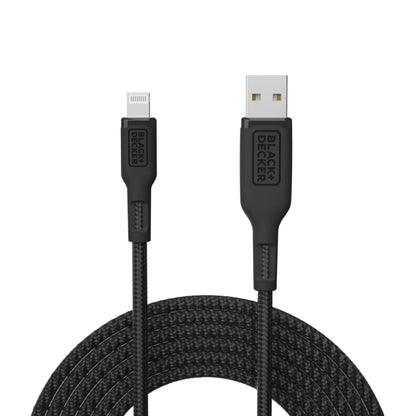 BLACK+DECKER Lightning to USB Cable - Fast Compatible iPhone Lightning Cable - Durable Braided iPhone Charger Cord - for Travel and Daily Use - Multiple Color + Length Options - 9ft