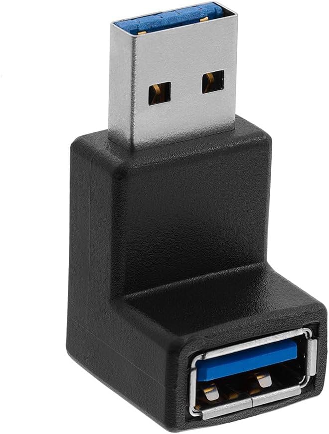 Cmple - 90 Degree USB 3.0 Male to Female Adapter Up Right Angle A Plug to Jack Connector Converter Extender for PC Laptop Hard Drive Keyboard Mouse (USB 3.0 A Male to A Female 90 Degree)
