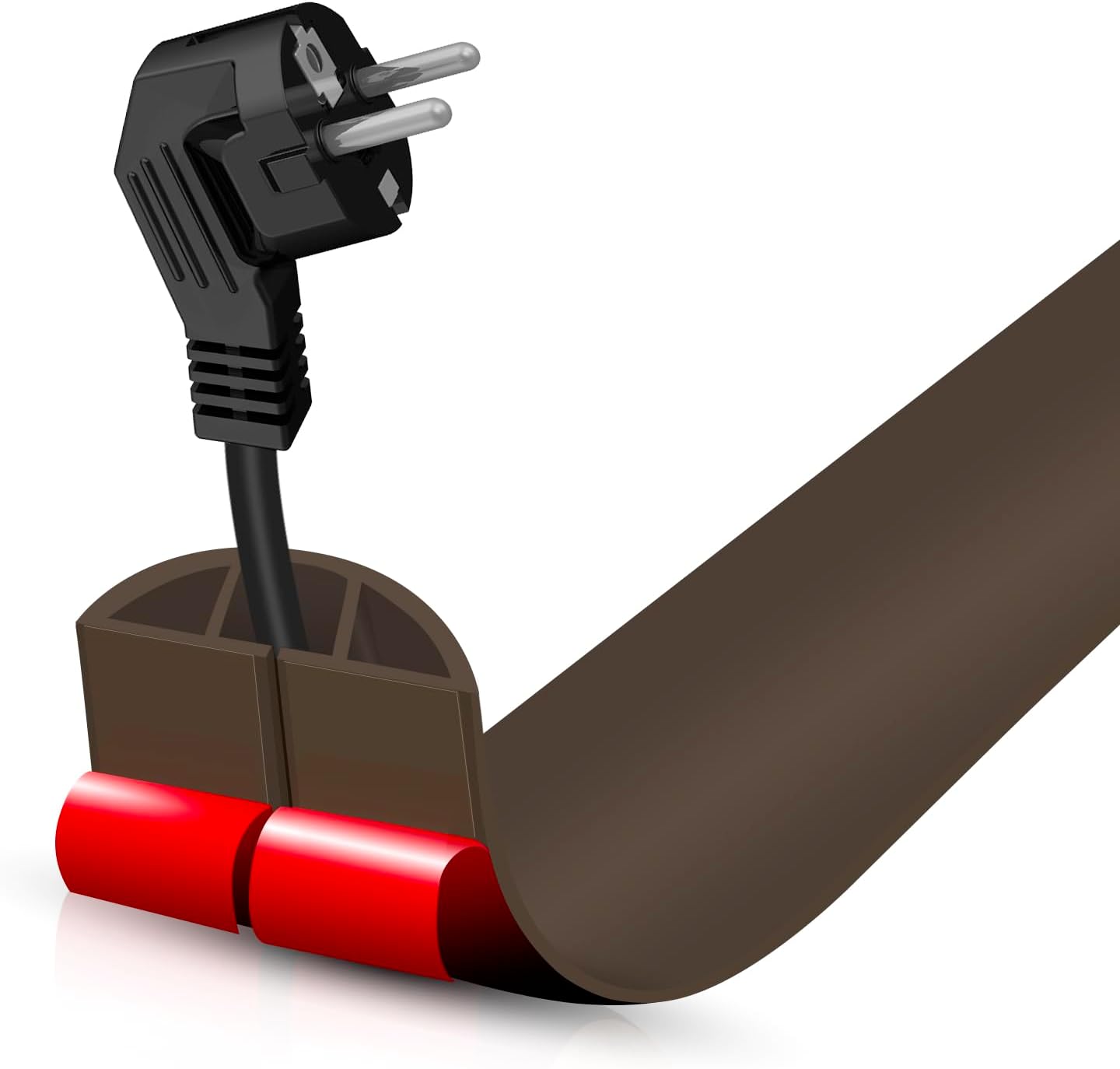 Floor Cord Cover Cable Cavity Self Adhesive Cord Hider Floor 3.3FT Floor Cable Management Power Cord Protector Floor Electric Cord Covers for Offices, Gym, Exhibitions (CoffeeBrown, 1.18" x 3.3')