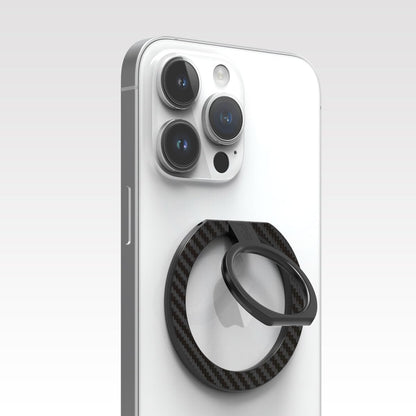 PureGear Magnetic Phone Grip Ring Stand, Magnetic Phone Ring Holder for MagSafe iPhone 16, 16 Pro, 16 Plus, 16 Pro Max, 15, 15 Plus, 14, 14 Pro, 14 Pro Max, 13, 12, Adjustable Kickstand(Carbon Fiber)