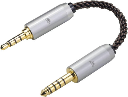 okcsc 4.4MM Male to 3.5MM Pro Male Ultra Short Hifil Male to Male AUX Audio Cable OFC Pair Recording Cable Wire-Breakage-Prevention Design Adoption of 8-Core Braided Structure 5.82 inch