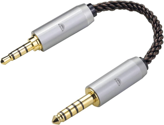 okcsc 4.4MM Male to 3.5MM Pro Male Ultra Short Hifil Male to Male AUX Audio Cable OFC Pair Recording Cable Wire-Breakage-Prevention Design Adoption of 8-Core Braided Structure 5.82 inch