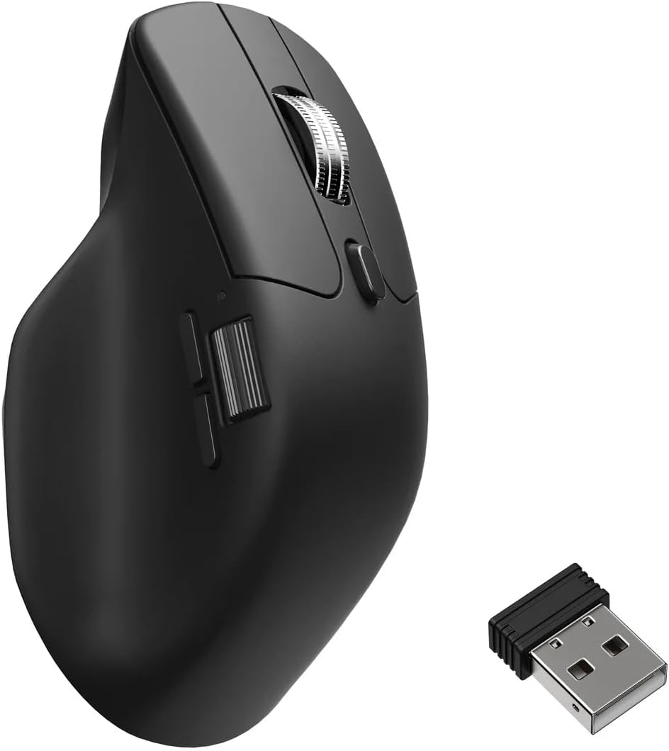 Keychron M6 8000 Hz Wireless Bluetooth 2.4 GHz/Wired Connection Mouse, Lightweight Body Programmable PixArt 3950 Sensor for Windows Mac Linux - Black