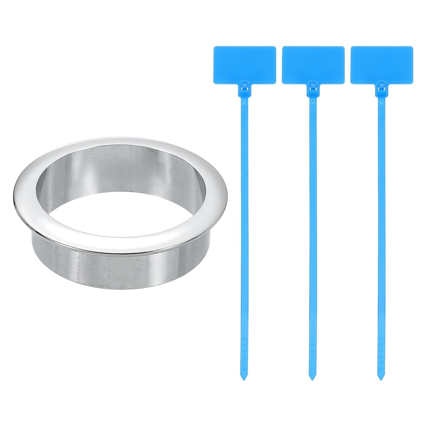 uxcell Desk Grommet, 2-3/16" (55mm) Zinc Alloy Cable Hole Cover Wire Cord Organizer with Marked Cable Ties for Home Office Desktop Wire, Silver Tone