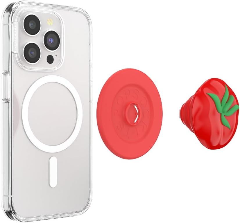 PopSockets Phone Grip for MagSafe with Kickstand, Magnetic Stand, Swappable Top, Secure Hold for iPhone MagSafe Cases, Phone & Tablet Grip - Pomodoro