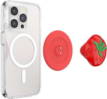 PopSockets Phone Grip for MagSafe with Kickstand, Magnetic Stand, Swappable Top, Secure Hold for iPhone MagSafe Cases, Phone & Tablet Grip - Pomodoro