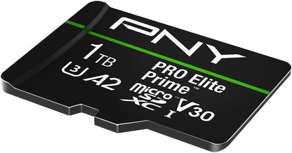 PNY 1TB PRO Elite Prime C10 U3 V30 A2 microSDXC Flash Memory Card – Ultra-Fast Speeds, Read 200MB/s, Write 150MB/s, 4K UHD, Full HD, UHS-I, for Smartphones, Drones, Action Cameras