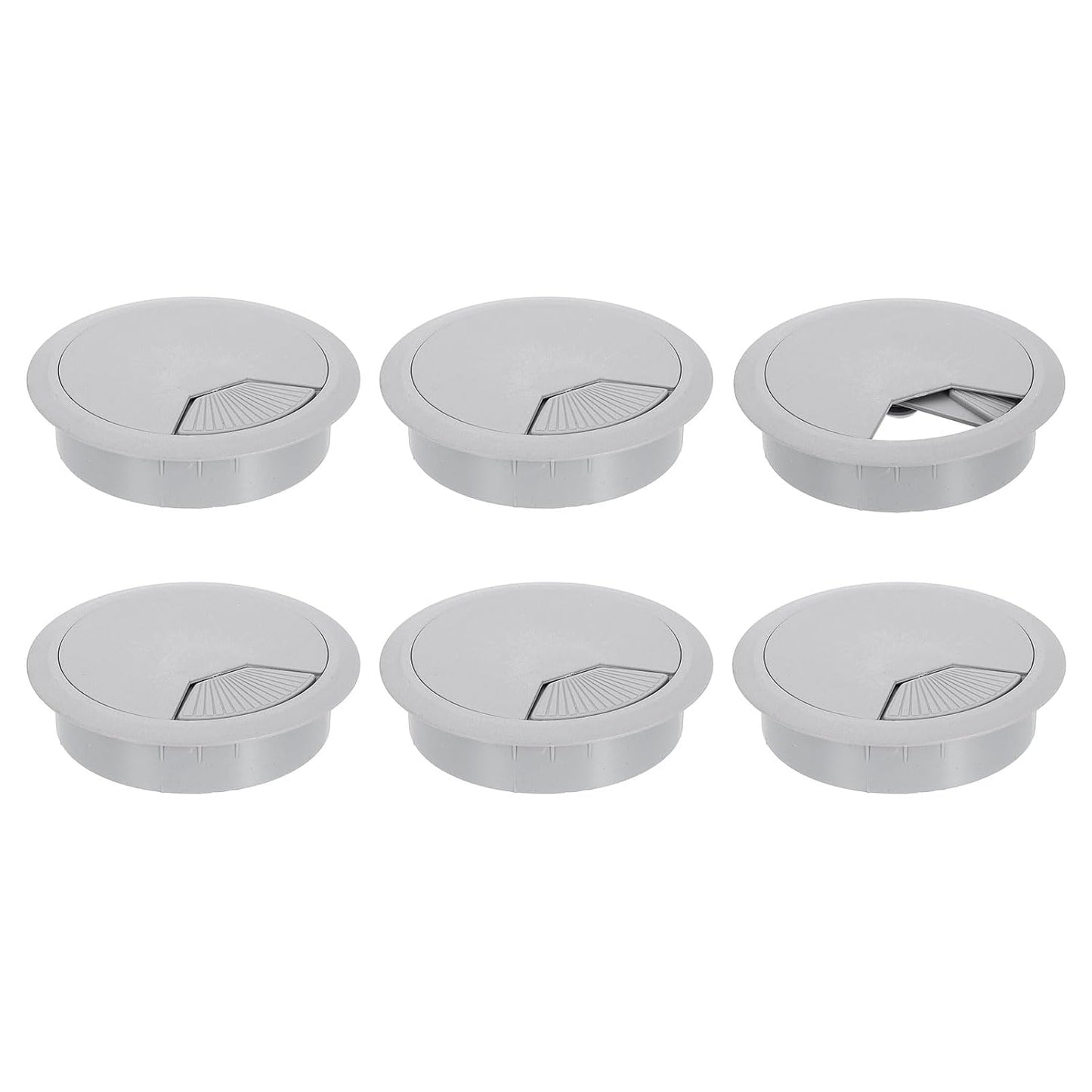 uxcell 6 Pcs 80mm (3.15 Inch) Desk Grommet, Plastic Cable Hole Cover, Wire Cord Cable Organizer for Home Office Computer Desk Cabinet, Gray