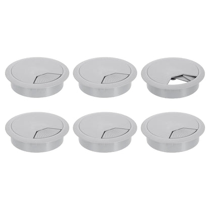 uxcell 6 Pcs 80mm (3.15 Inch) Desk Grommet, Plastic Cable Hole Cover, Wire Cord Cable Organizer for Home Office Computer Desk Cabinet, Gray