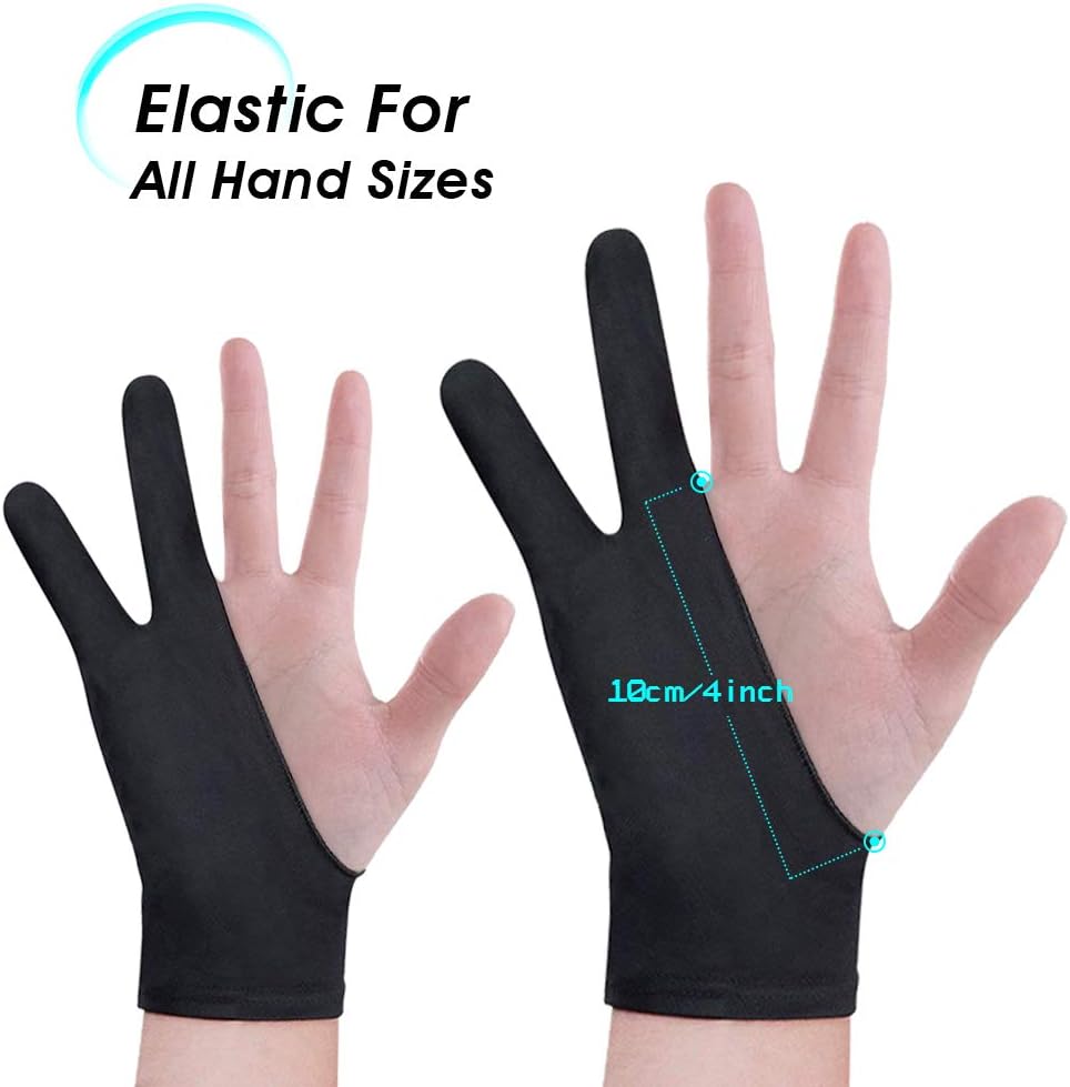VEIKK Artist Glove for Drawing Tablet Free Size, 1 Unit for Left-Handed or Right-Handed- Black