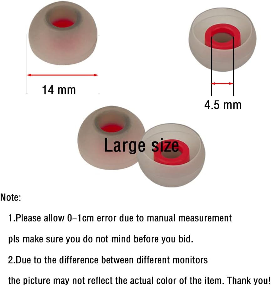 Replacement Earbud Tips Silicone Ear Tips for in- Ear Headphones Rubber Tips Ear Bud Tips,10 Pairs Large