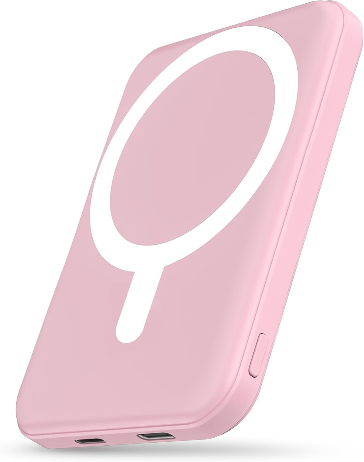 podoru for Magsafe Battery Pack, 5000mAh Magnetic Power Bank with Type-C Cable 20W PD Fast Charging Lighting Input Wireless Portable Charger for iPhone 16/15/14/13/12/ All Series-Pink