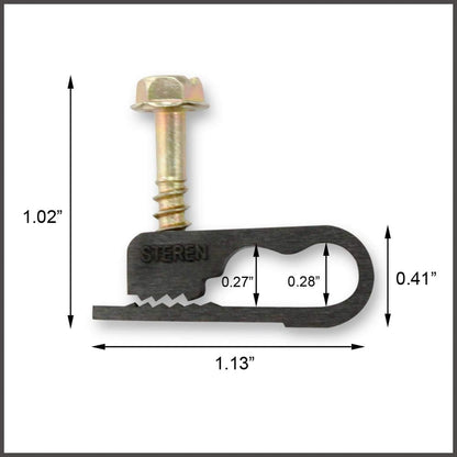 STEREN Coaxial Cable Clips - Cable Holder - Siding Clips for Hanging - Cord Holder for Desk - Cable Clamps - Cord Clip - Wire Organizer Clips - Tv Mount Screws (Black, 100 Count - Dual Screw)