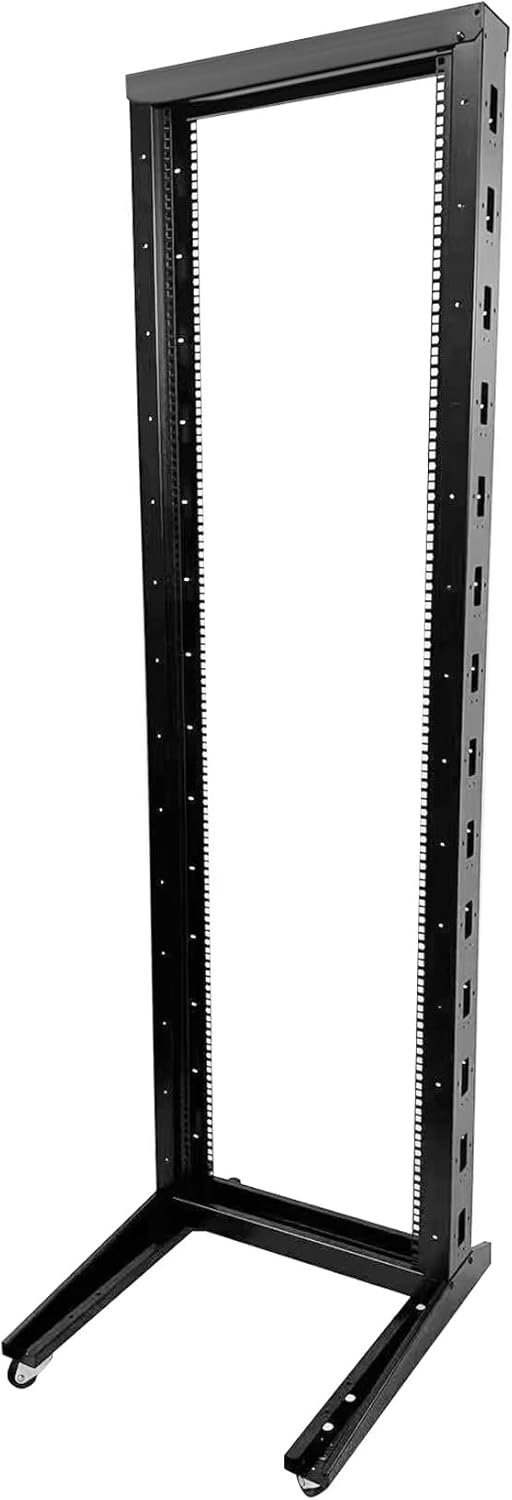 2 Post 38U Open Frame Server Rack 2-Post Server Rack Network Rack,with Movable casters，Comes with 2 Center Trays,for 19 Inch Equipment, Networking Data & IT Devices,1020lbs Weight Capacity(2P-DL-38)