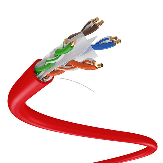 Dripstone CAT6 Ethernet Cable 1000ft Bulk Network LAN Wire 23AWG Solid UTP 550MHz High-Speed Internet Cable Gaming, Streaming, Office, Home Use, Pull Box, Cat6 Bulk, Stable Connectivity - Red