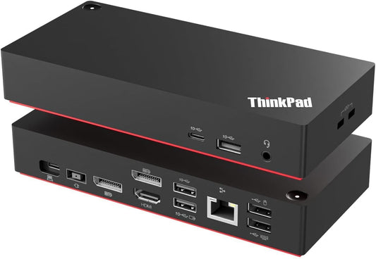 Thinkpad 40AY0090 Universal Hybrid USB-C with USB-A Docking Station for Lenovo Laptop, 3 External Displays, Comes with ITSPWR HDMI 4K Cable + DP Cable+ Cleaning Cloth