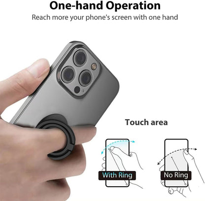 Magnetic Phone Grip Compatible with MagSafe, Magnetic Phone Ring Holder Finger Kickstand Wireless Charging Compatible, Double Cell Phone Rings Gripper Stand for MagSafe iPhone - Black Weave