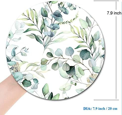 Mouse Pad, Cute Mousepad with Design, Round Grass Leaves Mat, Small Non-Slip Rubber Gaming Pads, Office Home Personalized Pad