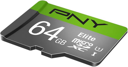 PNY 64GB Elite Class 10 U1 microSDXC Flash Memory Card - 100MB/s, Class 10, U1, Full HD, UHS-I, Micro SD (Pack of 1)