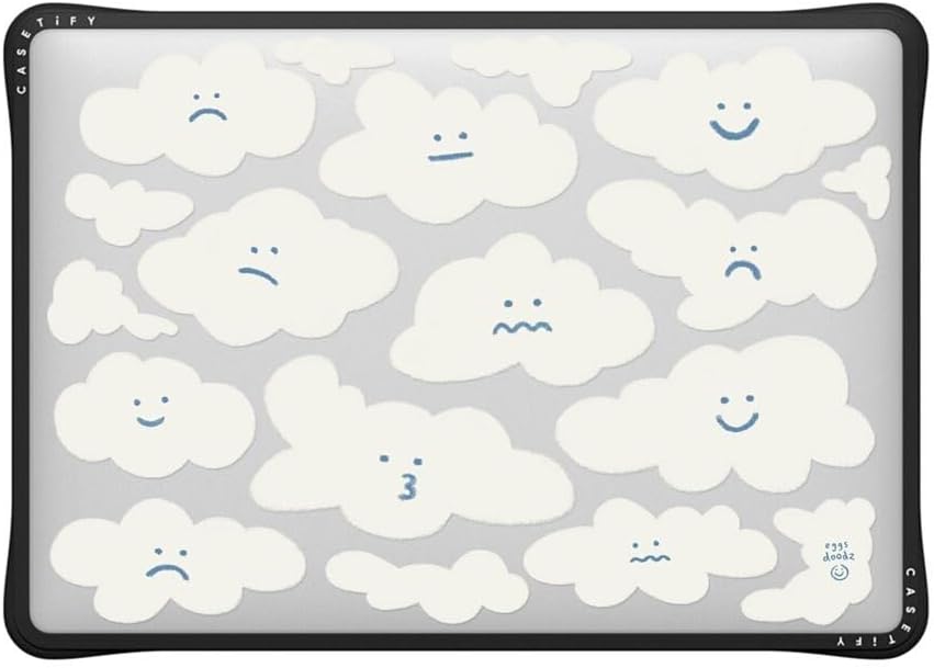 CASETiFY Impact MacBook Air 13" (M1/Intel) Case [Cushioned Impact Corners/Scratch-Resistant/Anti-Slip Grip] - Cute Clouds - Clear Black