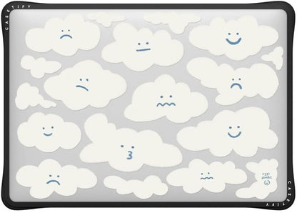 CASETiFY Impact MacBook Air 13" (M1/Intel) Case [Cushioned Impact Corners/Scratch-Resistant/Anti-Slip Grip] - Cute Clouds - Clear Black