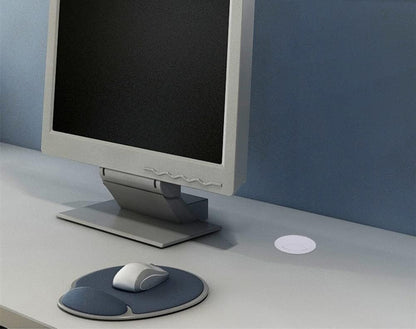 2pcs 2 inch Desk Wire Cord Cable Grommets Hole Cover for Office PC Desk Cable Cord Organizer Plastic Cover Black (White-2Pcs)