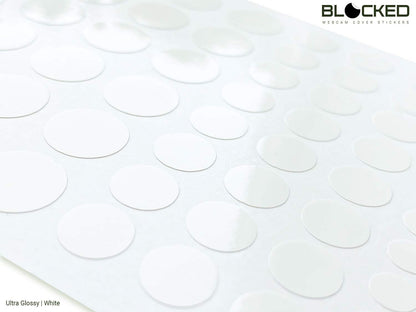 Stackable Webcam/Camera Vinyl Covers | 57 Low-Tack Restickable Webcam Sticker | Multiple Sizes | White 57-Pack (Ultra Glossy)