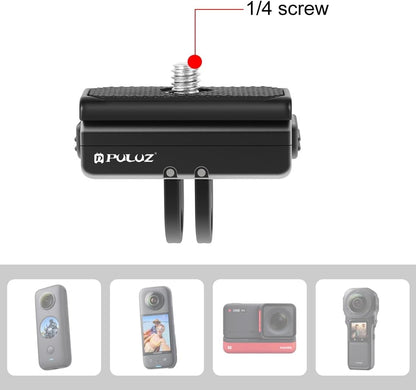 PULUZ Quick Release Mount for Insta360 Ace/Ace Pro / X4, Magnetic Camera Quick Release Tripod Mount Metal Connection Plate Adapter Accessories Kits