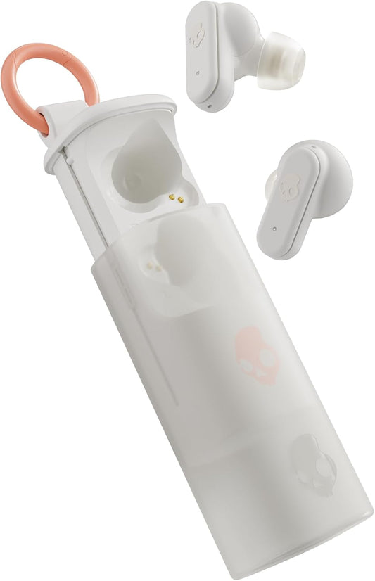 Skullcandy Dime Evo Wireless Earbuds, Bluetooth Headphones, Noise Isolating Fit, Up to 36 Hours Battery, Microphone for iPhone Android, Easy Carry with Clip-Anywhere Case - Bone