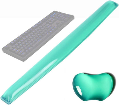 Silicone Gel Keyboard Wrist Rest Set Plus - ABRONDA Keyboard & Mouse Wrist Support Pad Office, Computer, Laptop, Mac - Durable, Comfortable and Pain Relief- Green Set