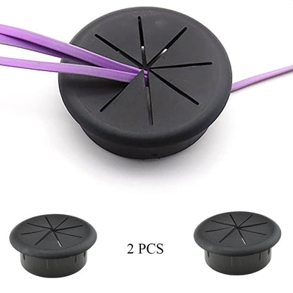 HAHIYO 2Pcs 2Inch/50mm Black ABS Plastic Eight-petaled Desk Grommet Wire Grommet Cable Management Cord Hole Cover Desk Wire Hole Insert Wire Organizer for Computer Office Home School Equipment Systems